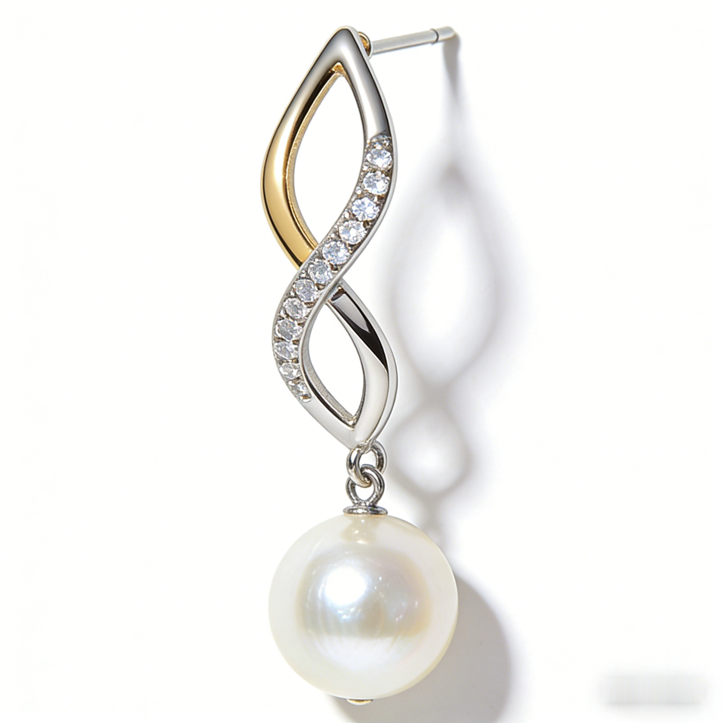 ♾️ “Eternal Akoya Infinity” – 21 Hours Intricate Setting | Platinum & Gold-Tone Intertwined × Flawless Shimmer Row × Perfect Round Pearl 💍