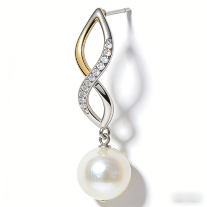♾️ “Eternal Akoya Infinity” – 21 Hours Intricate Setting | Platinum & Gold-Tone Intertwined × Flawless Shimmer Row × Perfect Round Pearl 💍