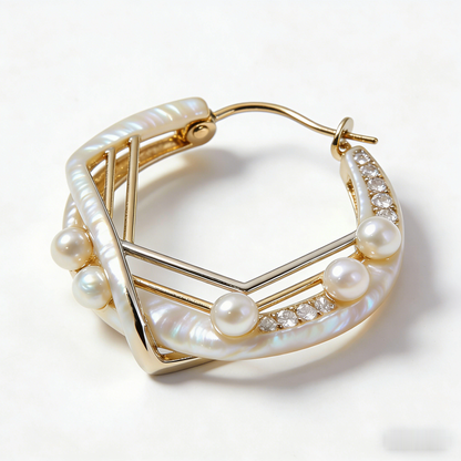 🪐 “Orbital Akoya Galaxy” – 22 Hours Precision Metal Work | Triple-Tier Interwoven Gold-Tone Arcs × Full Shimmer Orbit × Multiple Fl flawless Pearl Planetoids 🌠