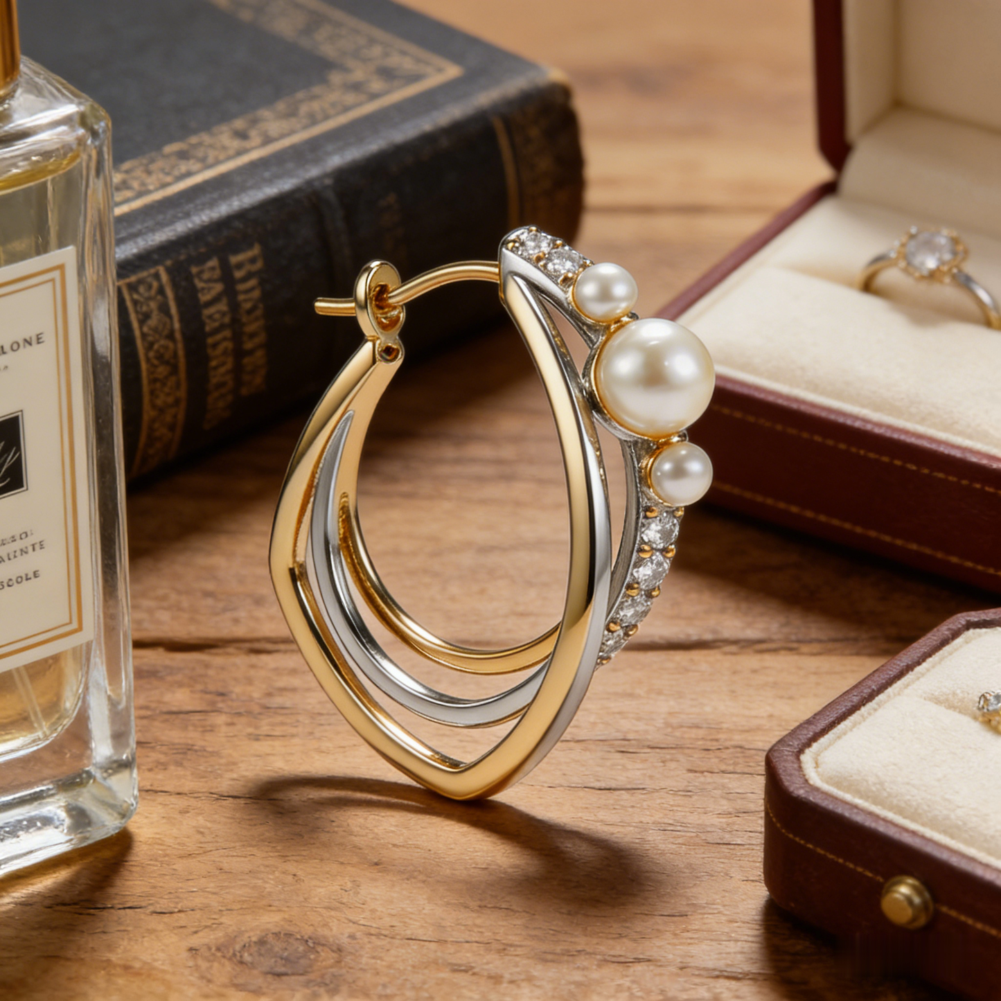 🧺 “Artisan Woven Akoya Hoop” – 26 Hours Miniature Braiding | Braided Gold & Silver-Tone Wir es × Embedded Shimmer Accents × Cascade of Graduated Cultured Pearls 🌸