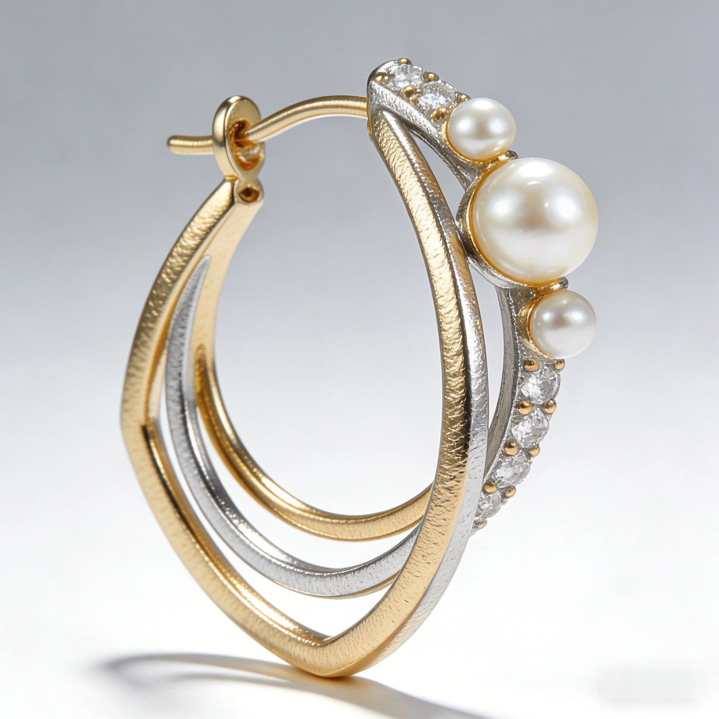 🧺 “Artisan Woven Akoya Hoop” – 26 Hours Miniature Braiding | Braided Gold & Silver-Tone Wir es × Embedded Shimmer Accents × Cascade of Graduated Cultured Pearls 🌸