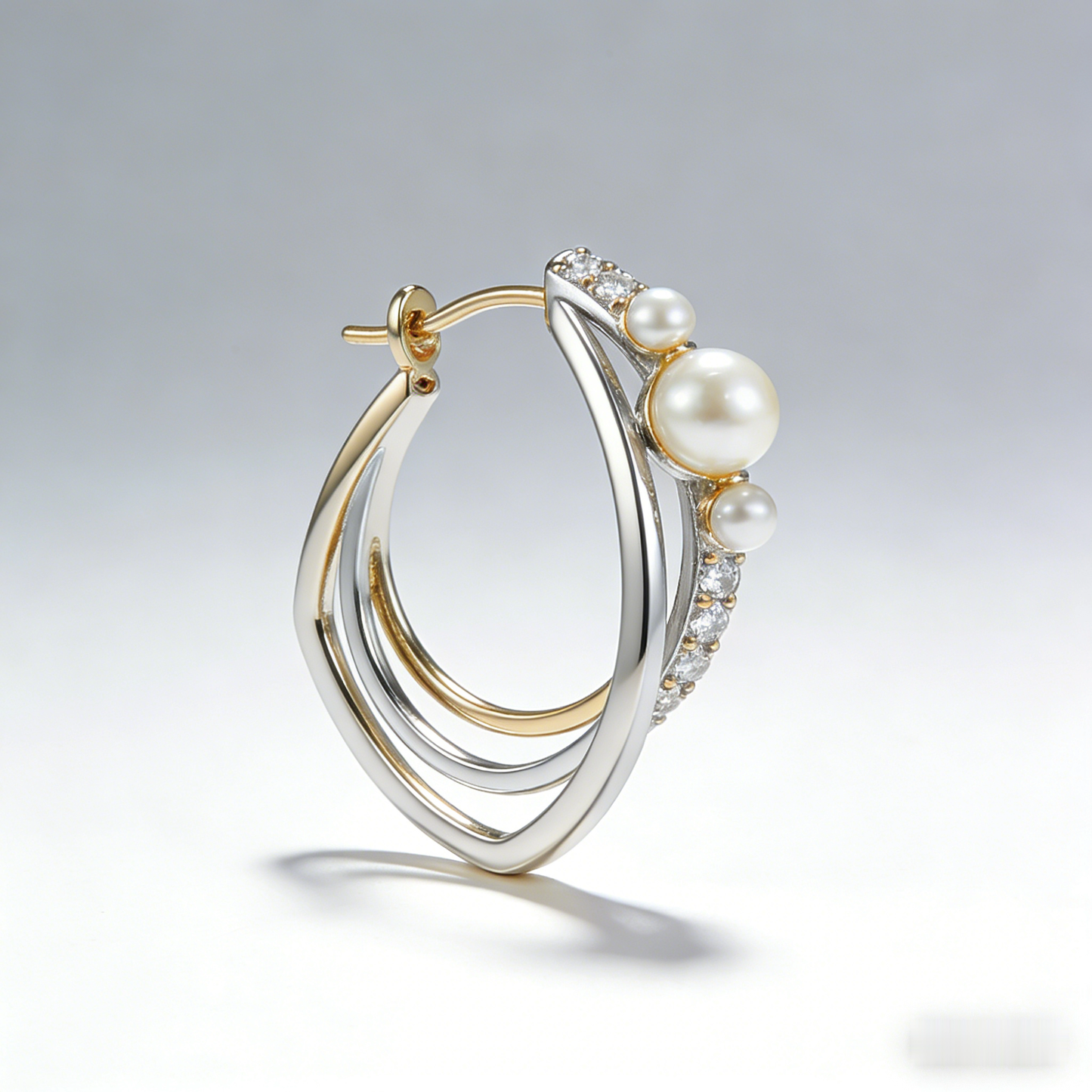 🧺 “Artisan Woven Akoya Hoop” – 26 Hours Miniature Braiding | Braided Gold & Silver-Tone Wir es × Embedded Shimmer Accents × Cascade of Graduated Cultured Pearls 🌸