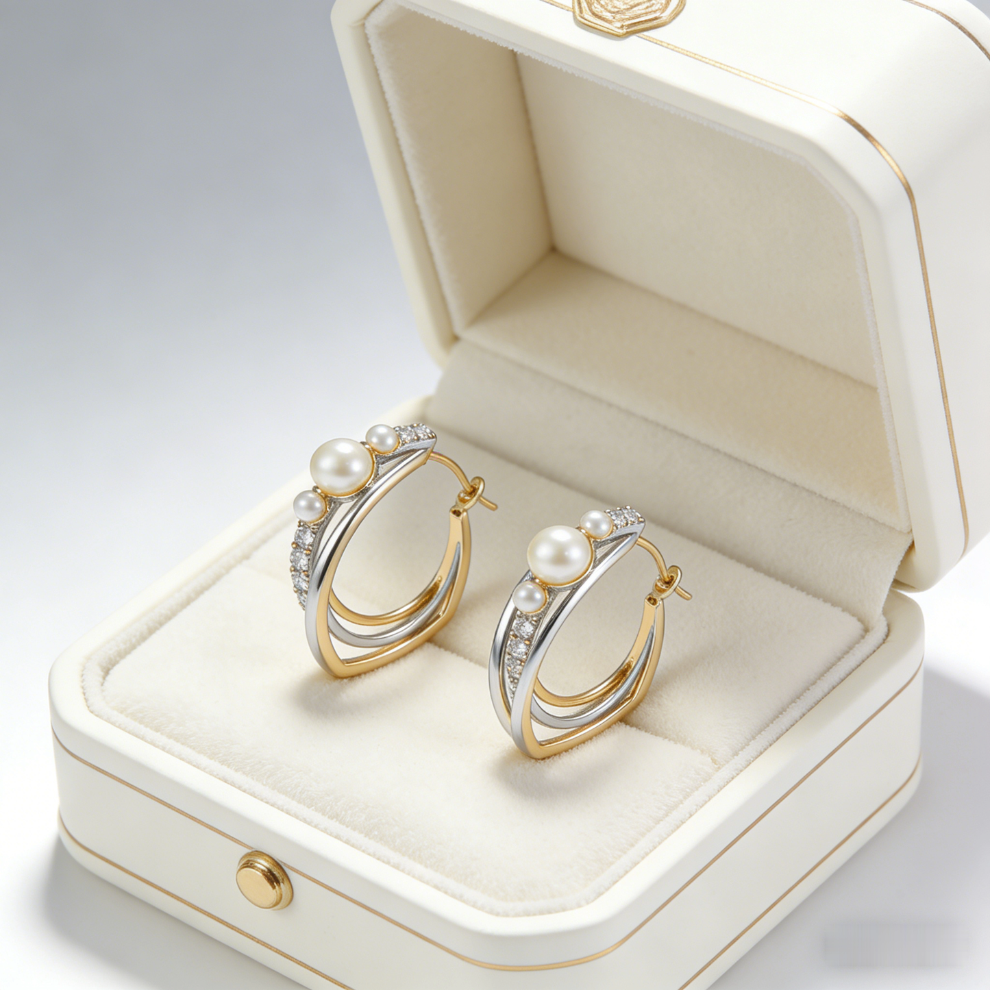 🧺 “Artisan Woven Akoya Hoop” – 26 Hours Miniature Braiding | Braided Gold & Silver-Tone Wir es × Embedded Shimmer Accents × Cascade of Graduated Cultured Pearls 🌸